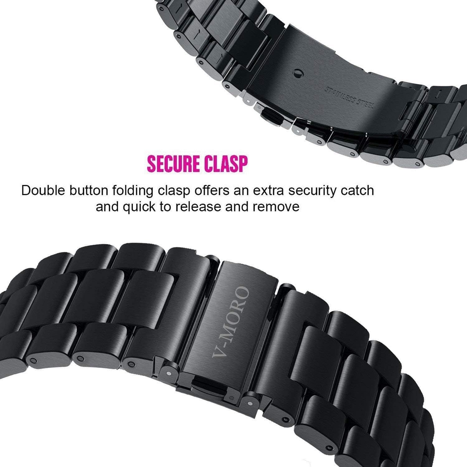 22mm Solid Stainless Steel Strap Compatible with Samsung Galaxy Watch 3 45mm