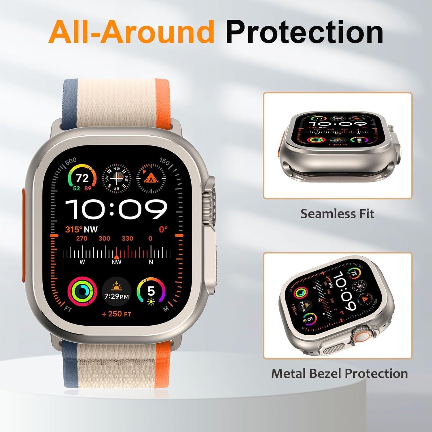Rugged Shockproof Bumper Cover Metal Case for 49mm Apple Watch Ultra 2 in 1