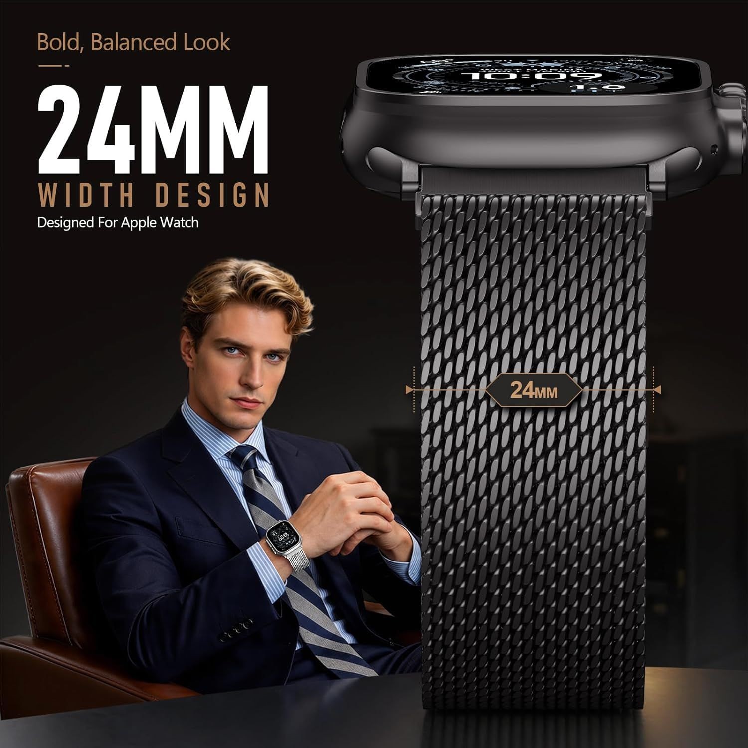 Milanese Loop Strap Compatible with Apple Watch Ultra 49mm 46mm 45mm