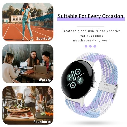 1 Pack Elastic Nylon Woven Sport Loop Compatible with Pixel Watch 41mm/45mm Men