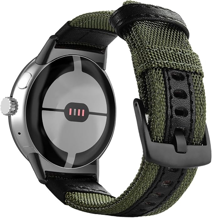 1 Pack Woven Nylon Durable Watch Band Compatible with Google Pixel Watch, Milita