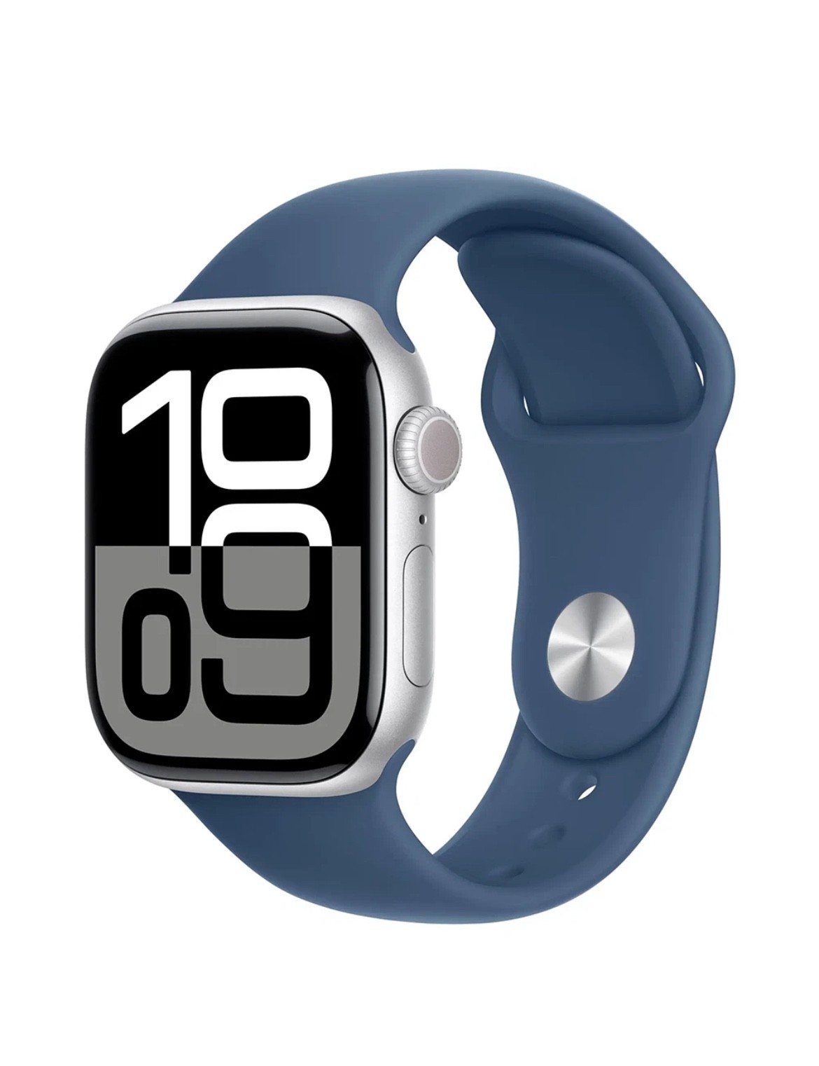 Apple Watch Series 10 (GPS) 42mm Silver Aluminum Case – Denim Sport Band S/M