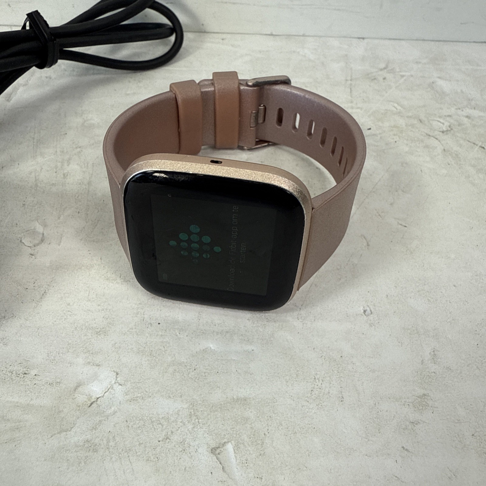 Fitbit Versa 2 Health & Fitness Smart Watch Copper Rose Pink Band FB507 TESTED ✅