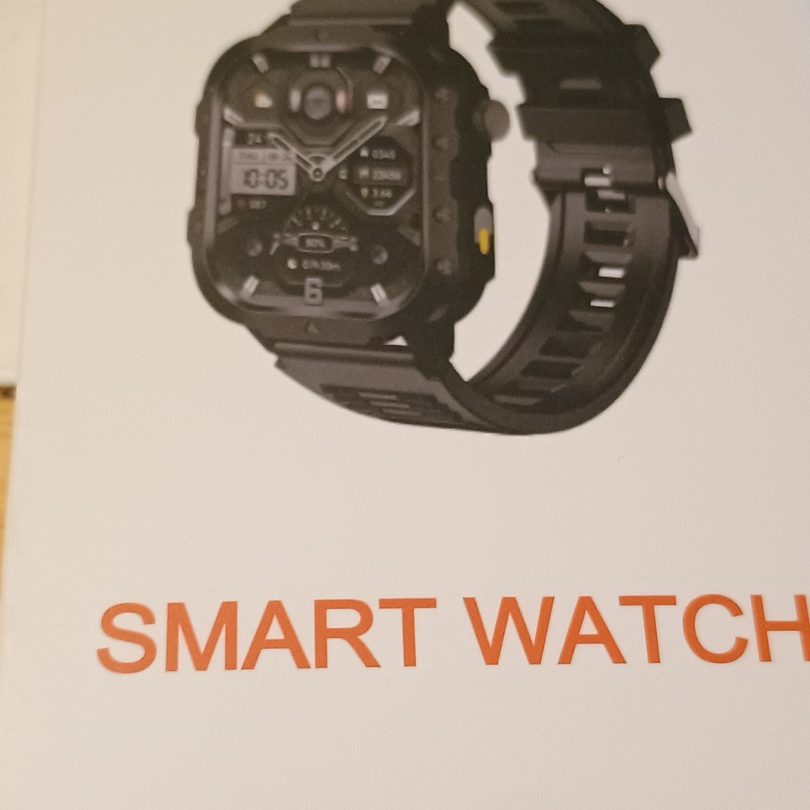PLEIVO Smart Watch Black Case Brown Silicone Band Android iOS Compatible