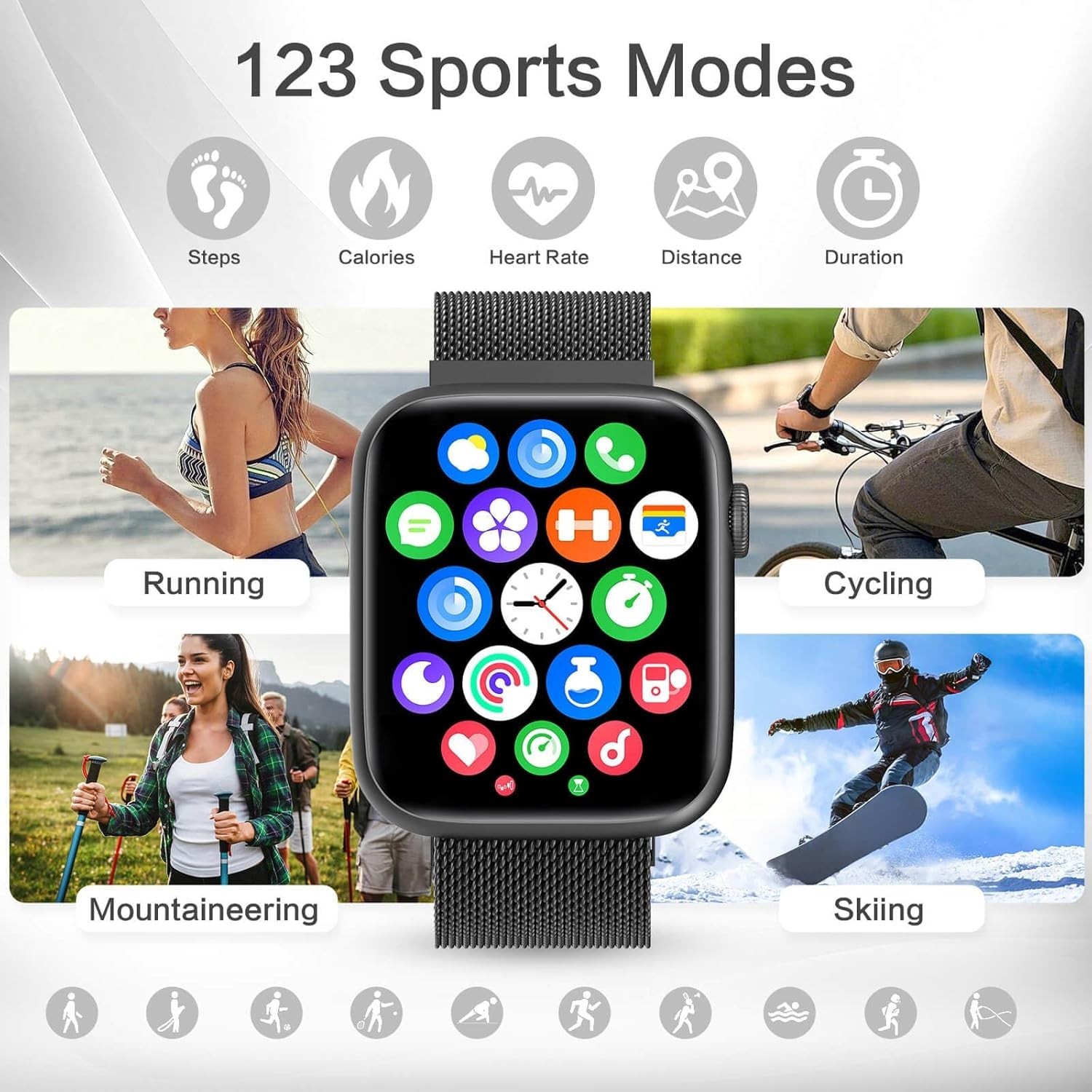 EarlySincere Smart Watch with Bluetooth 1.9” AMOLED Waterproof Blood Pressure