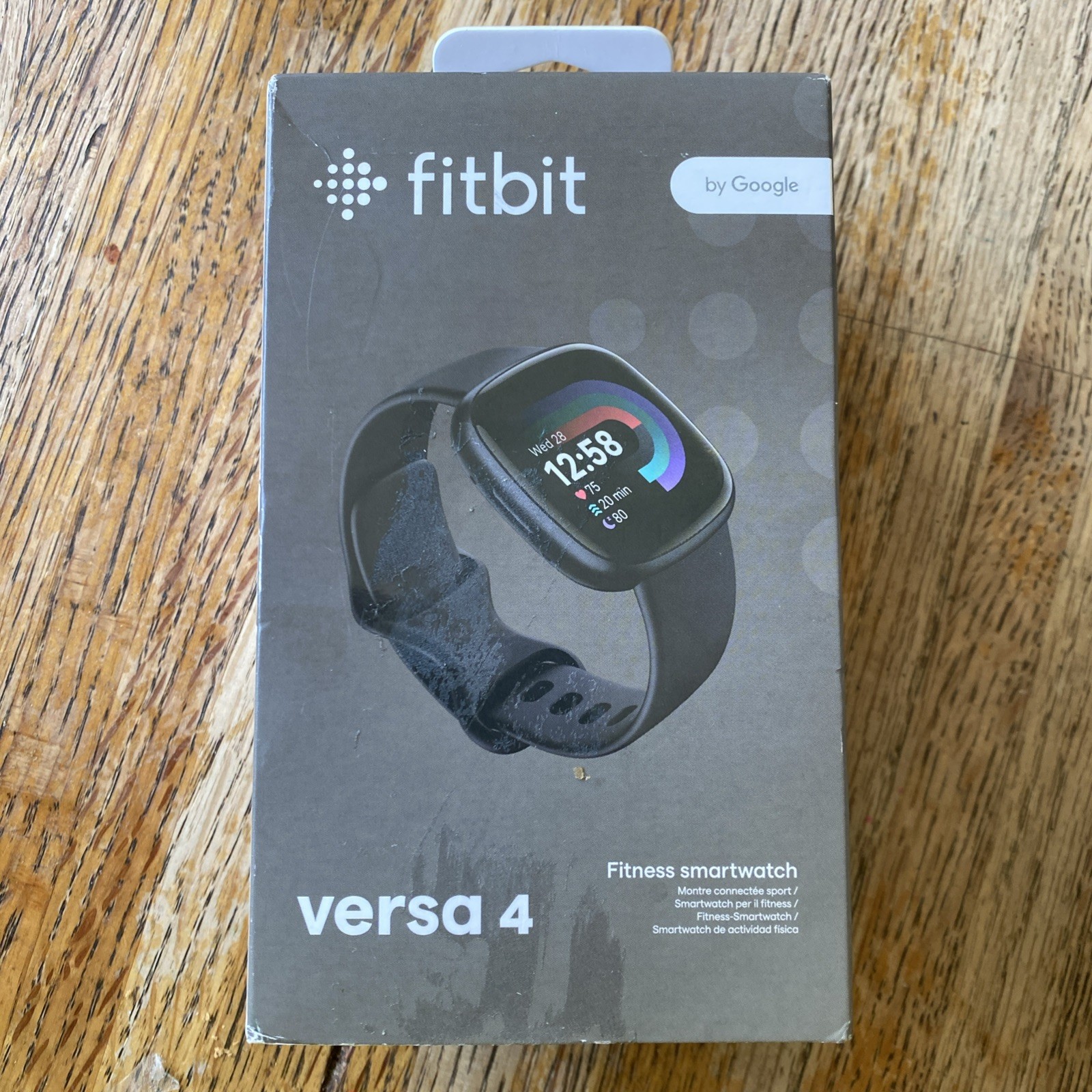 Fitbit Versa 4 Fitness Tracker Graphite Aluminum Case Black Silicone Band 24mm