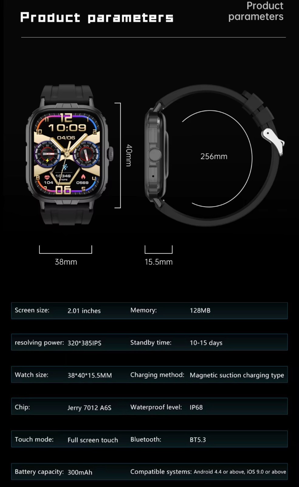 M106 Smart Watch Sports BT Calls Heart Rate Fitness Multi Sports Monitor