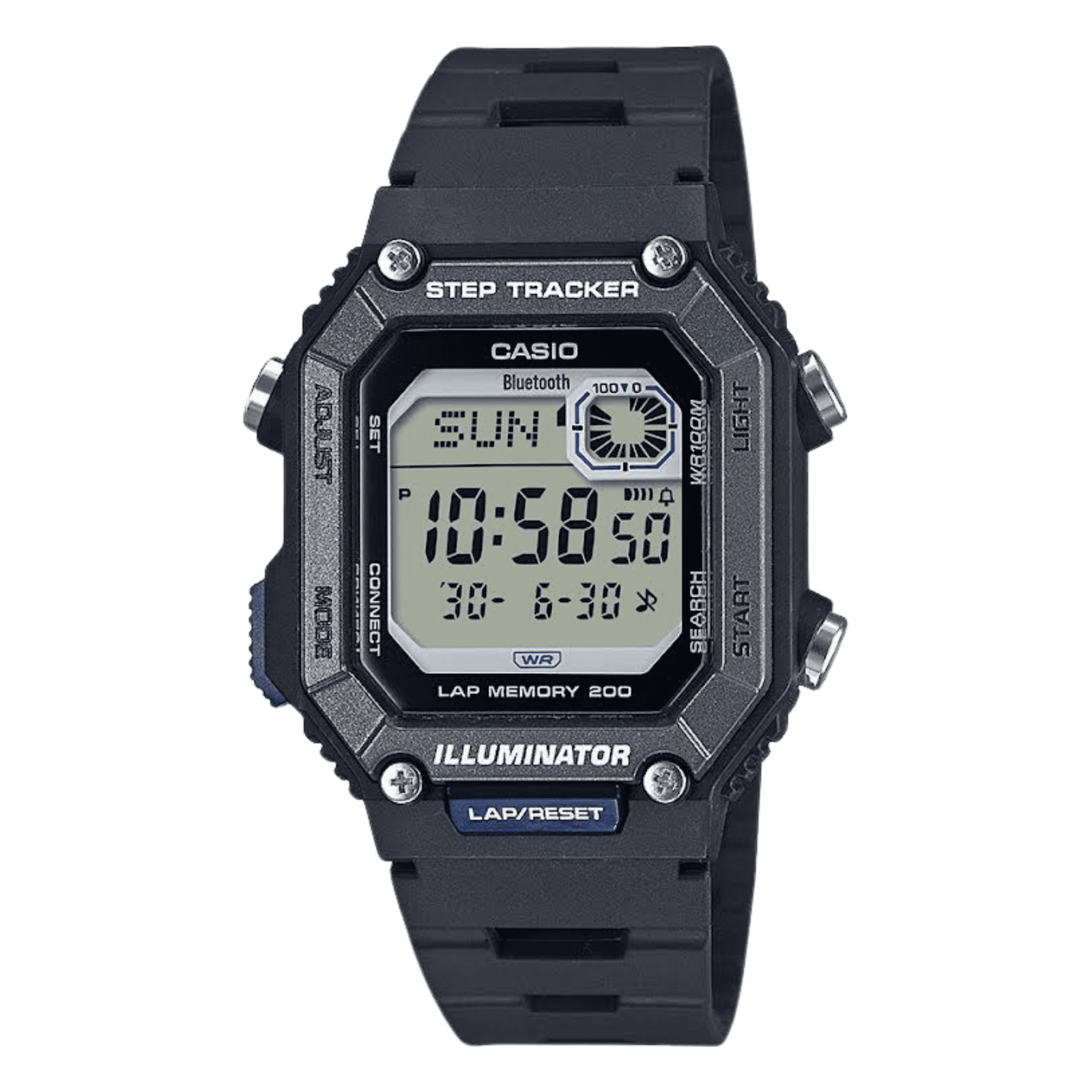 Casio Men’s Step Tracker Sport Watch with Bluetooth, 200-Lap Stopwatch, Calorie
