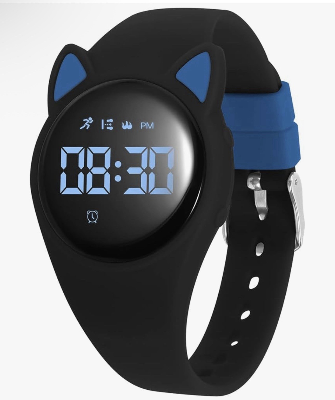 Kids Black Blue Cat Ear Smart Watch 50M Waterproof Pedometer USB Charging NEW
