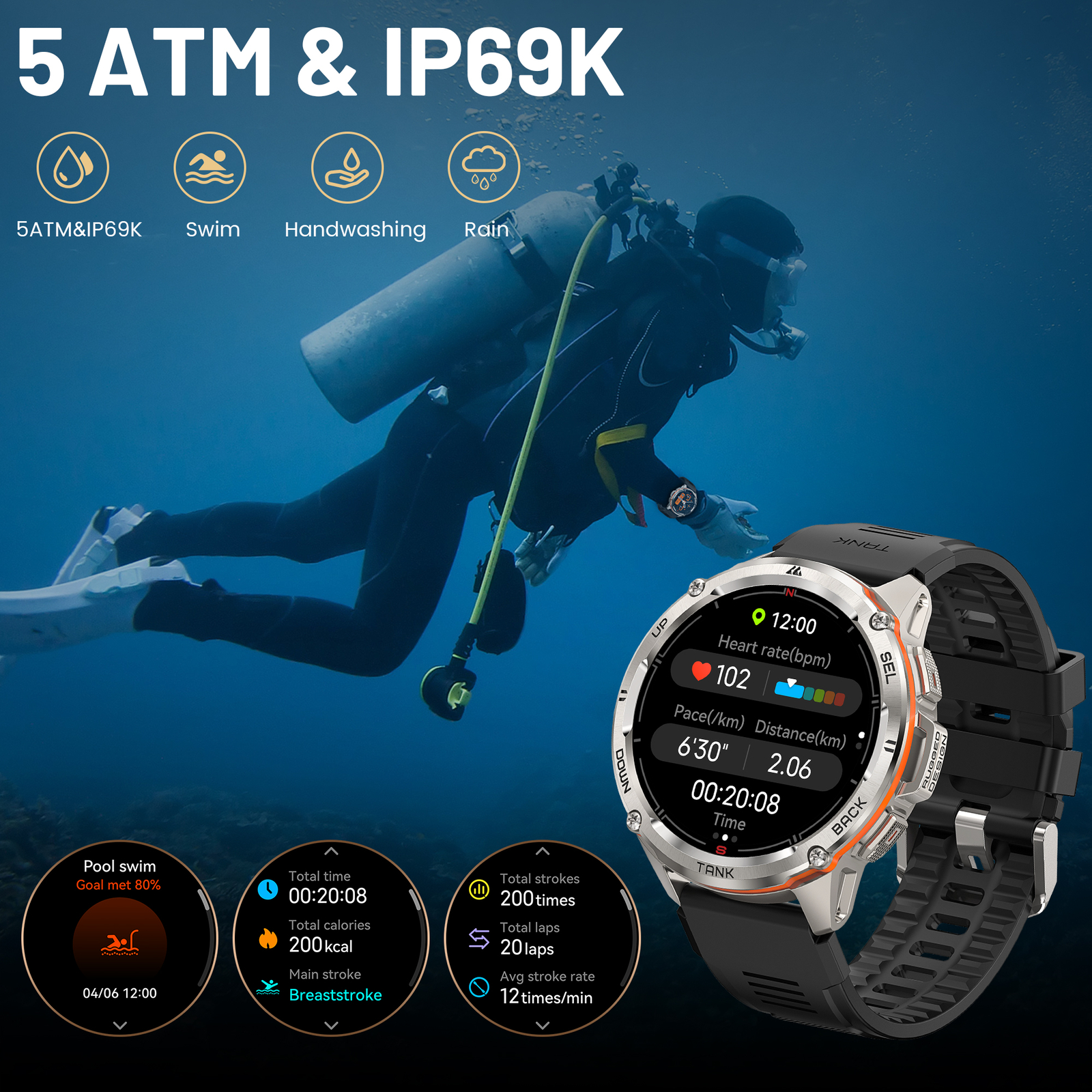 2024 KOSPET TANK T3 Ultra Smart Watch Men GPS Smart Watch With Magnetic Strap