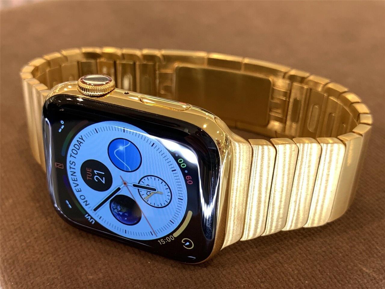 24K Gold Plated 44MM Apple Watch SERIES 6 Stainless Steel Link GPS LTE O2 CUSTOM