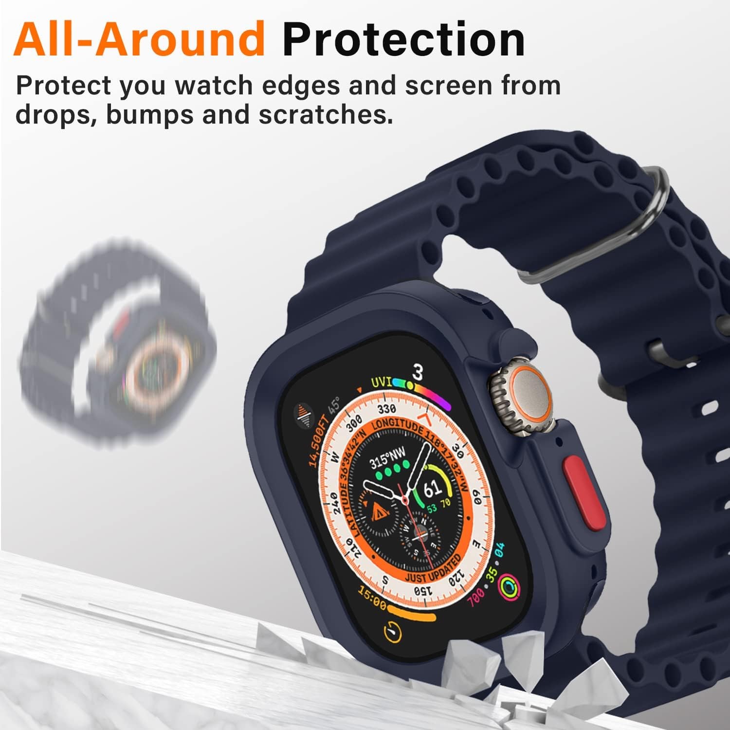 2 Pack Rugged Case for Apple Watch Ultra 49mm Shockproof Bumper Cover