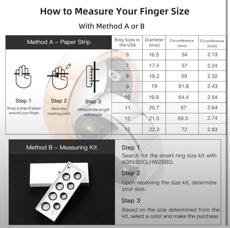 Amovan Smart Ring Health Tracker, Fitness Sleep Heart Rate Blood-Size 8