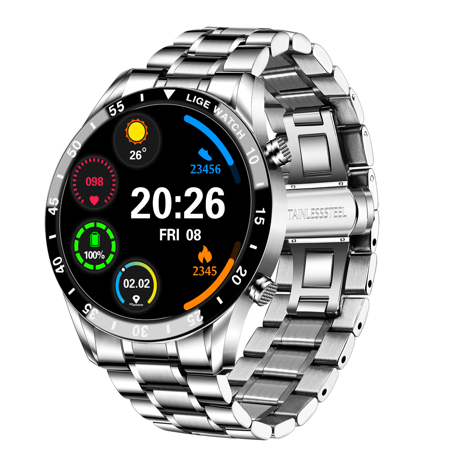 Smart Watch Military Tactical Men Sports Heart Rate Fitness Tracker Wristwatch
