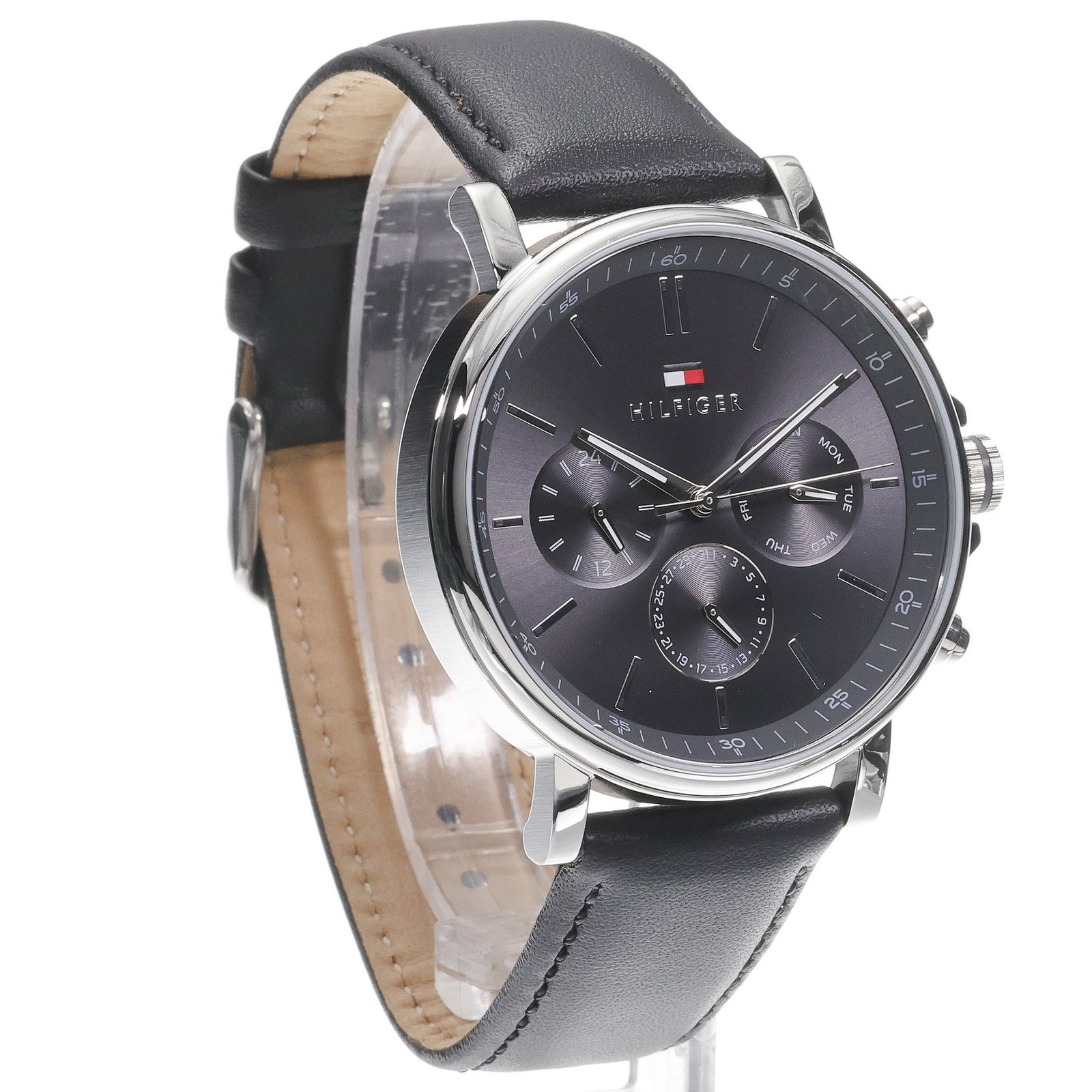 Tommy Hilfiger TYSON Men’s Watch 1710586 Black IP Multi-Function Black Leather
