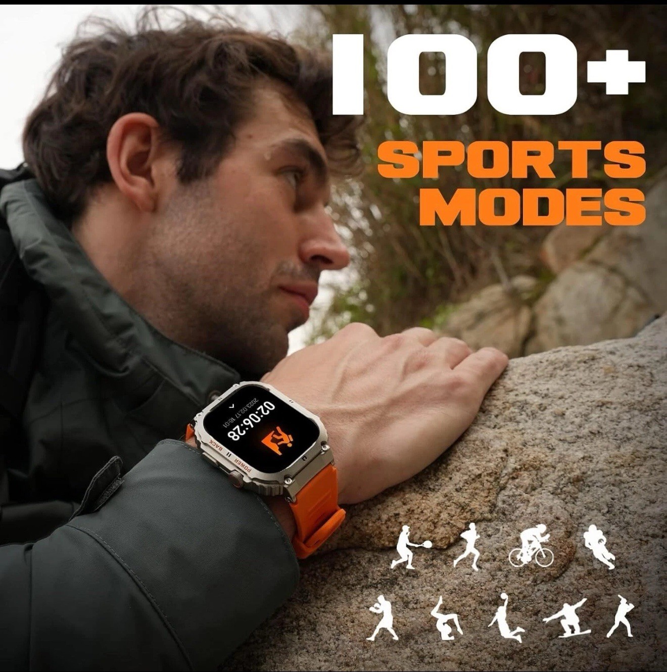 Tactical Smartwatch Fitness Tracker Call Text for Sony Xperia 1 IV Waterproof