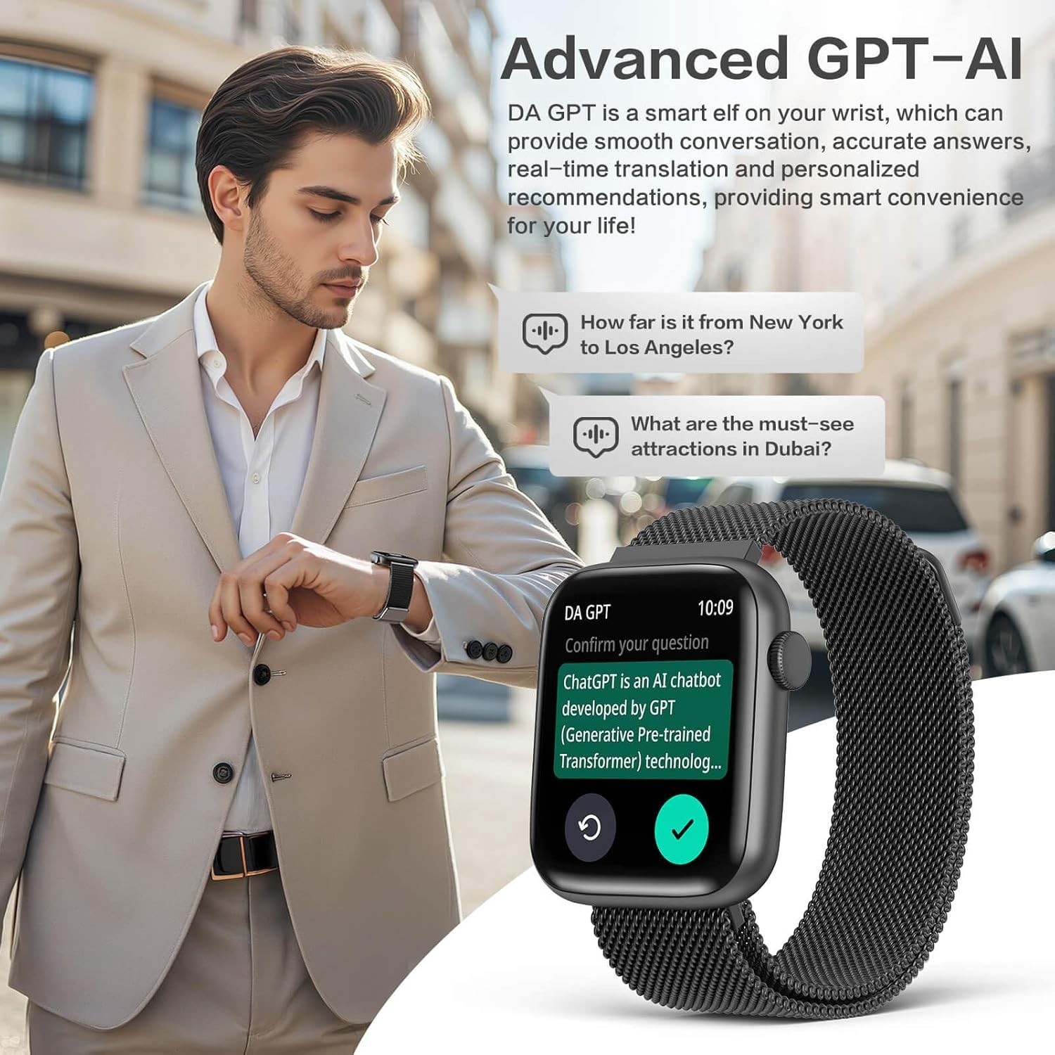 EarlySincere Smart Watch with Bluetooth 1.9” AMOLED Waterproof Blood Pressure