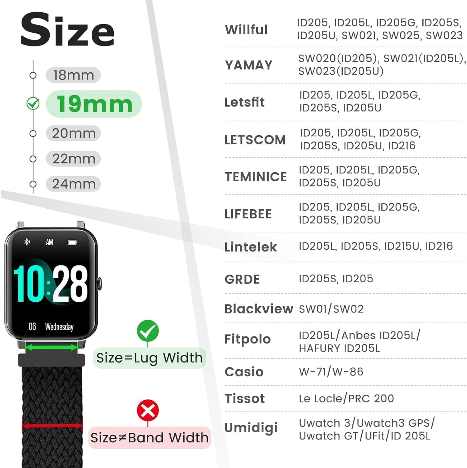 Case For Garmin ID205L 18mm 19mm 20mm 22mm Magnetic Braided Watch Band