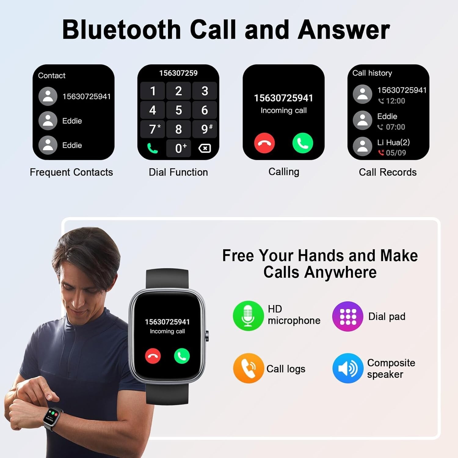 Dark Blue UAUE SmartWatch for Men & Women (Answer/Make Call), 2024 HD 1.91″