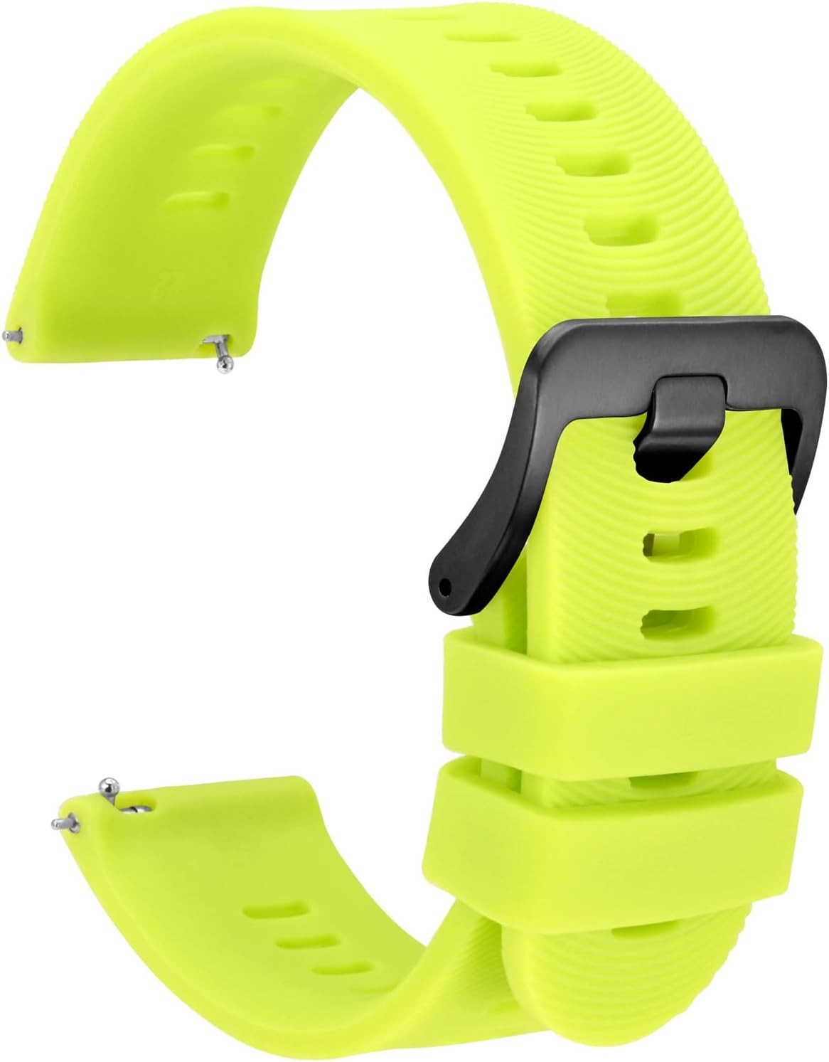 Case For 18mm Silicone Watch Band, Quick Release Strap, Black Buckle (Lime Green