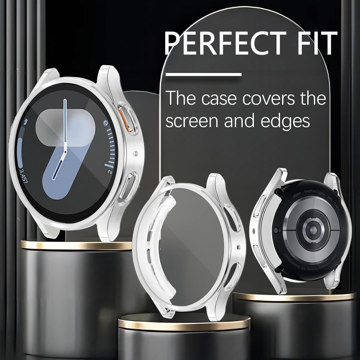 Case for Samsung Galaxy Watch 7 44mm Flexible TPU Protective Cover Silver