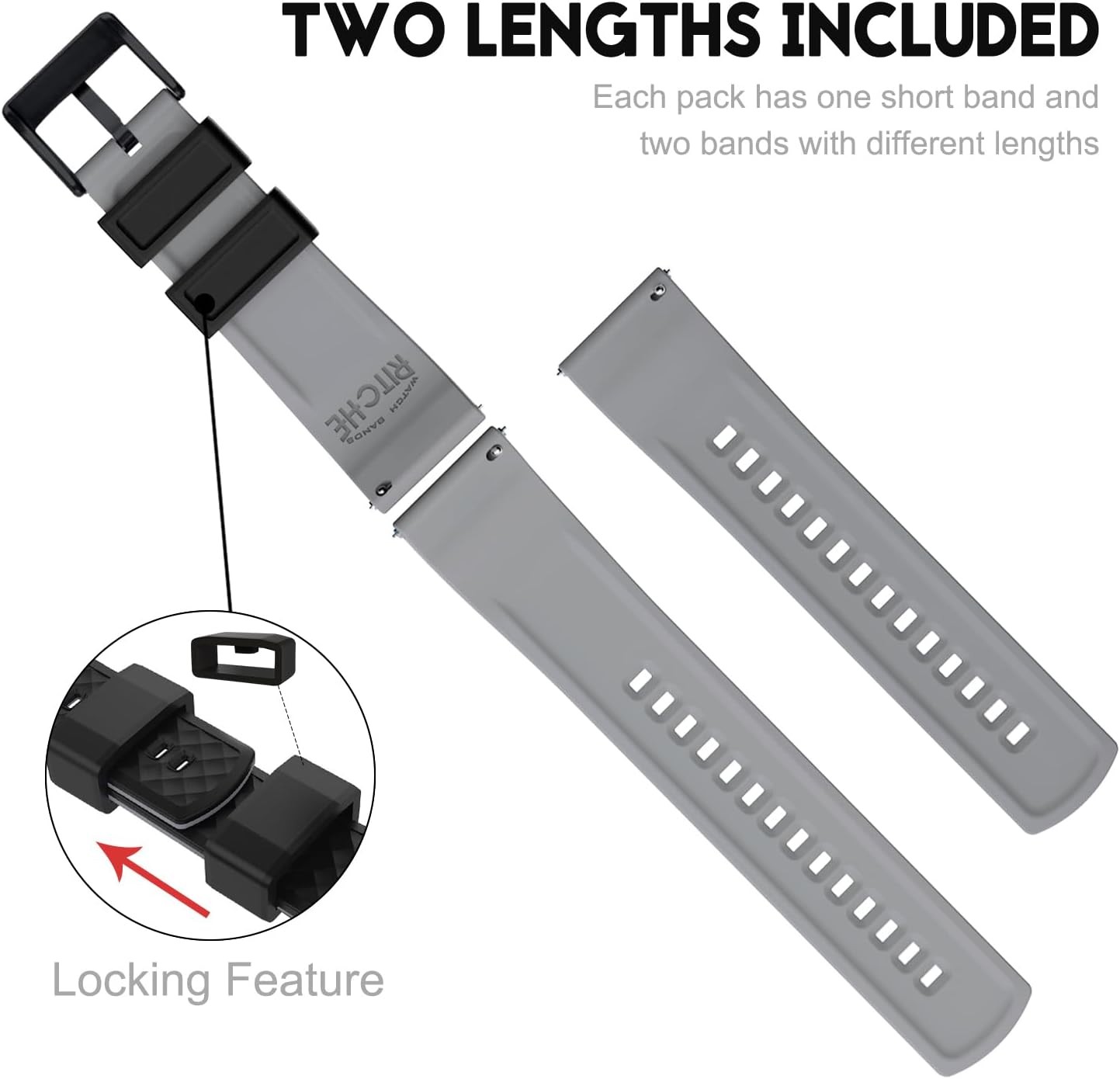 Silicone Watch Bands Case for Men 18mm 20mm 22mm 24mm Quick Release Rubber