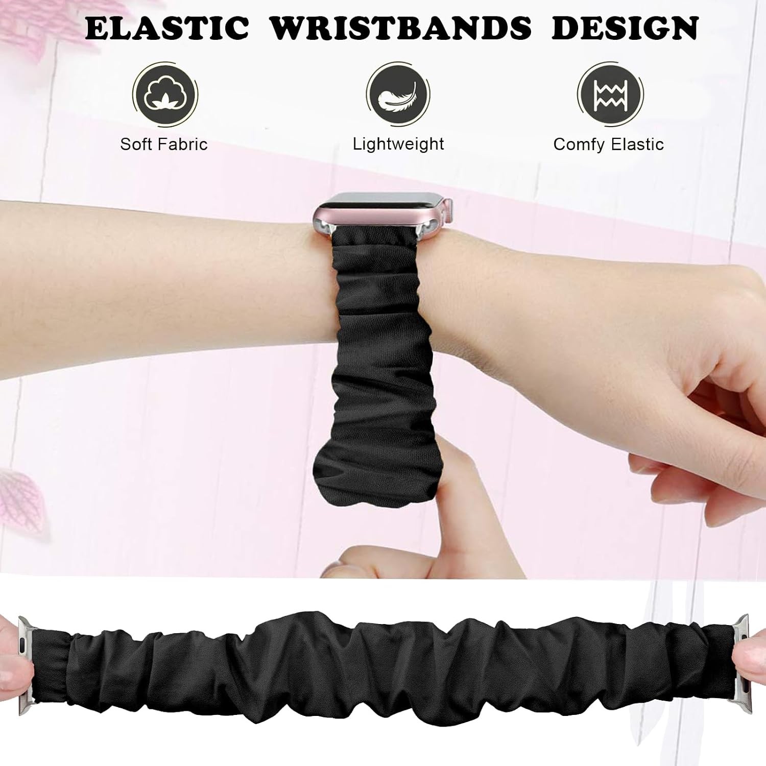 4 Pack Scrunchie Band for Apple Watch Series 1-11 38mm 40mm 41mm 42mm 44mm 45mm