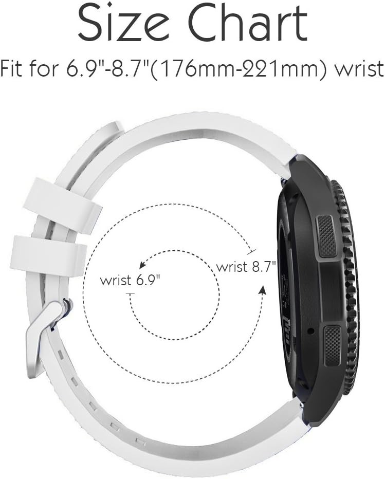 Adjustable White Silicone Sport Band for Galaxy Watch & Gear S3 – Quick Release