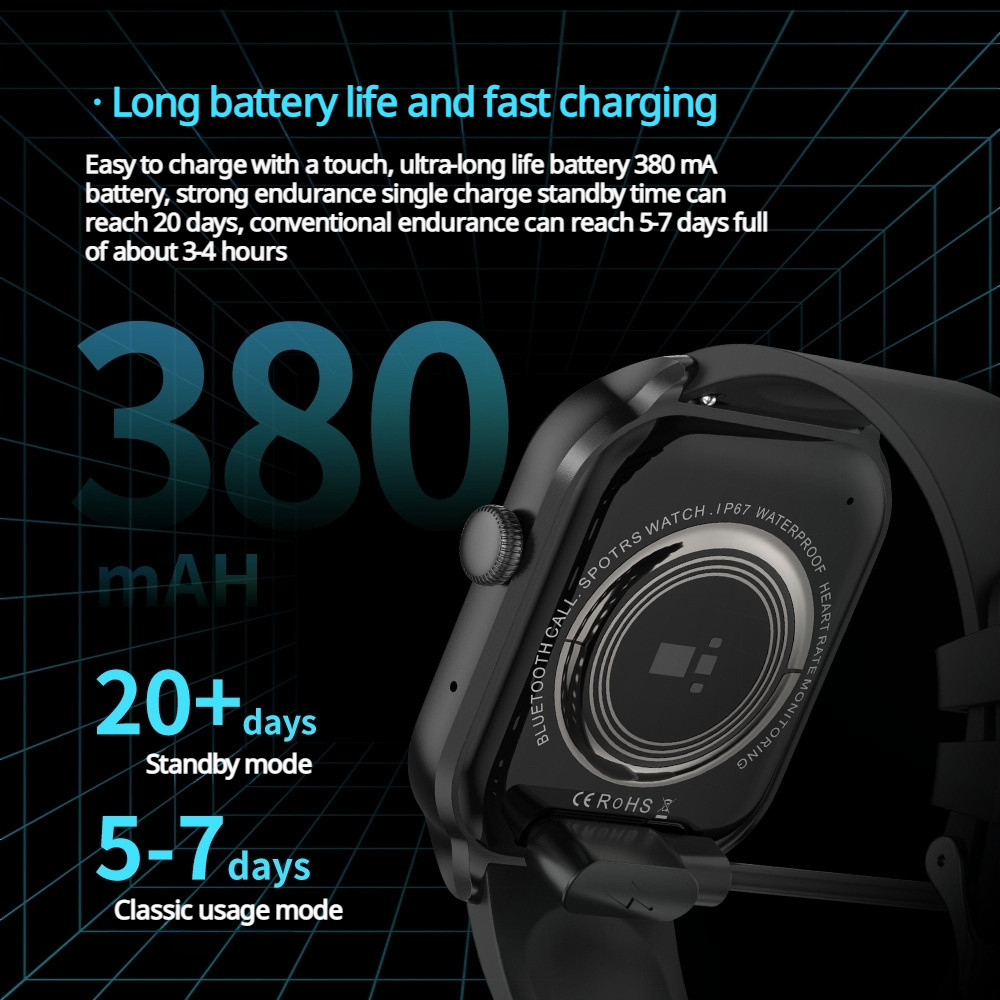 Smart Watch Fitness Tracker 2.01 HD Bluetooth Call Heart Rate SpO2 for Men Women