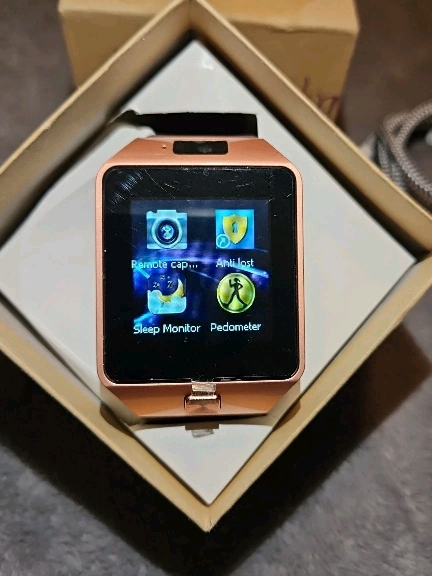 Smart Watch DZ09 Bluetooth Smartwatch with Camera Rose Case Brown Strap
