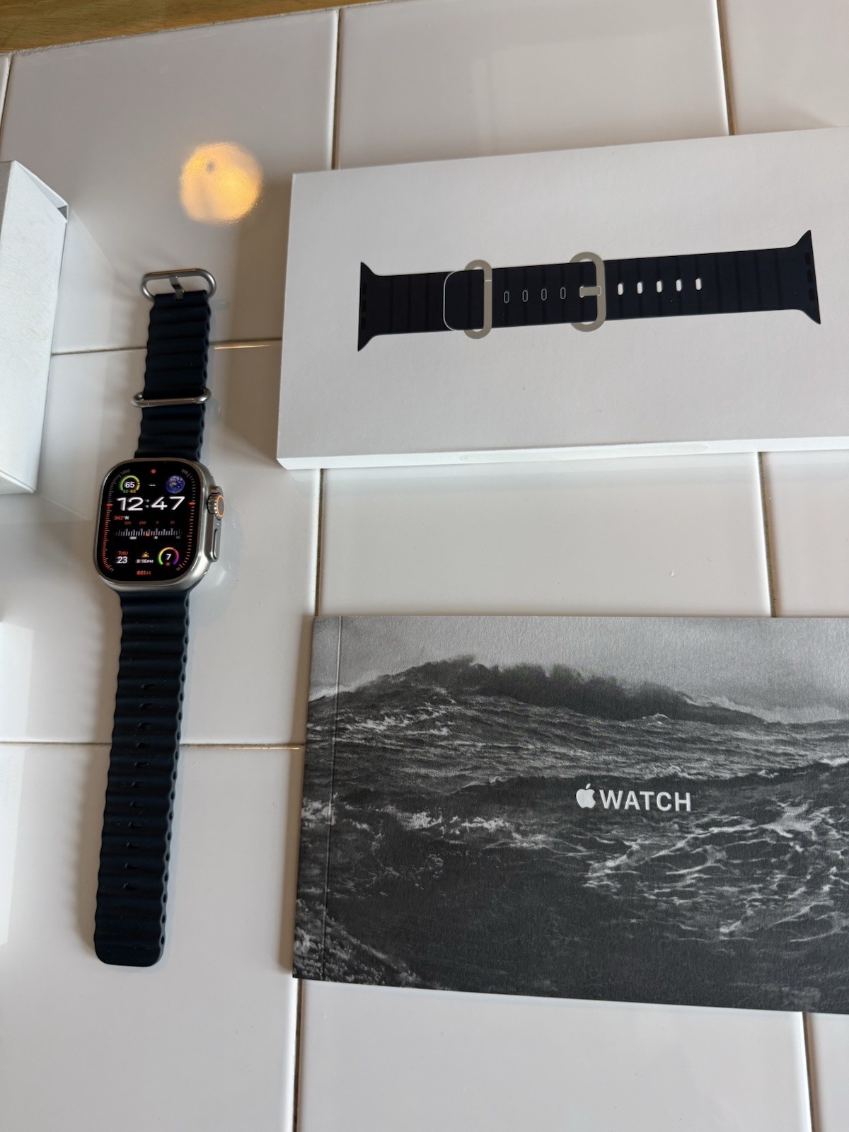 Apple Watch Ultra – 1st Gen – 49mm Titanium w/ Ocean Trail Loop S/M