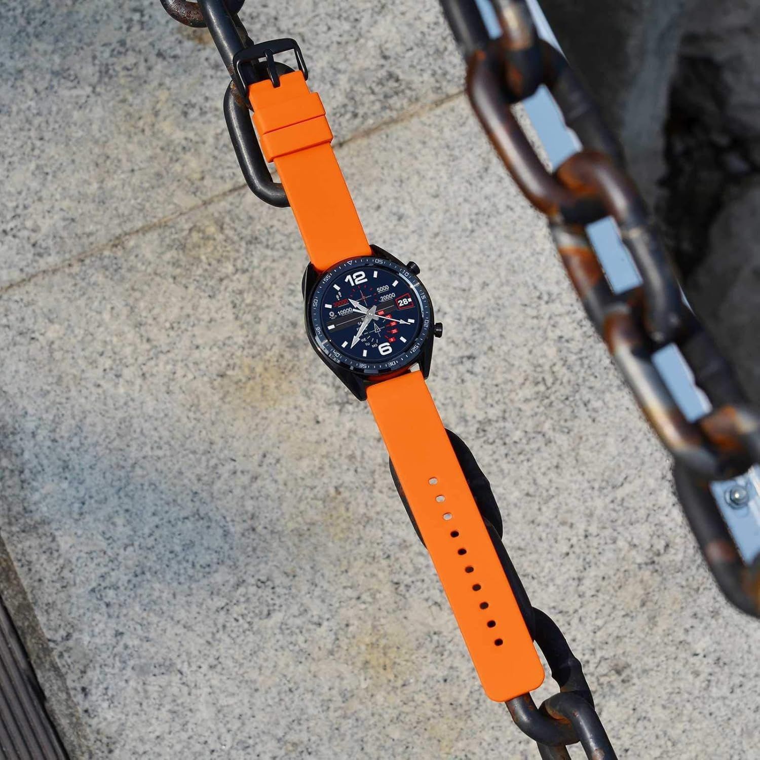 Strap For 18mm, Silicone, Soft Rubber Replacement Straps with Gold Buckle