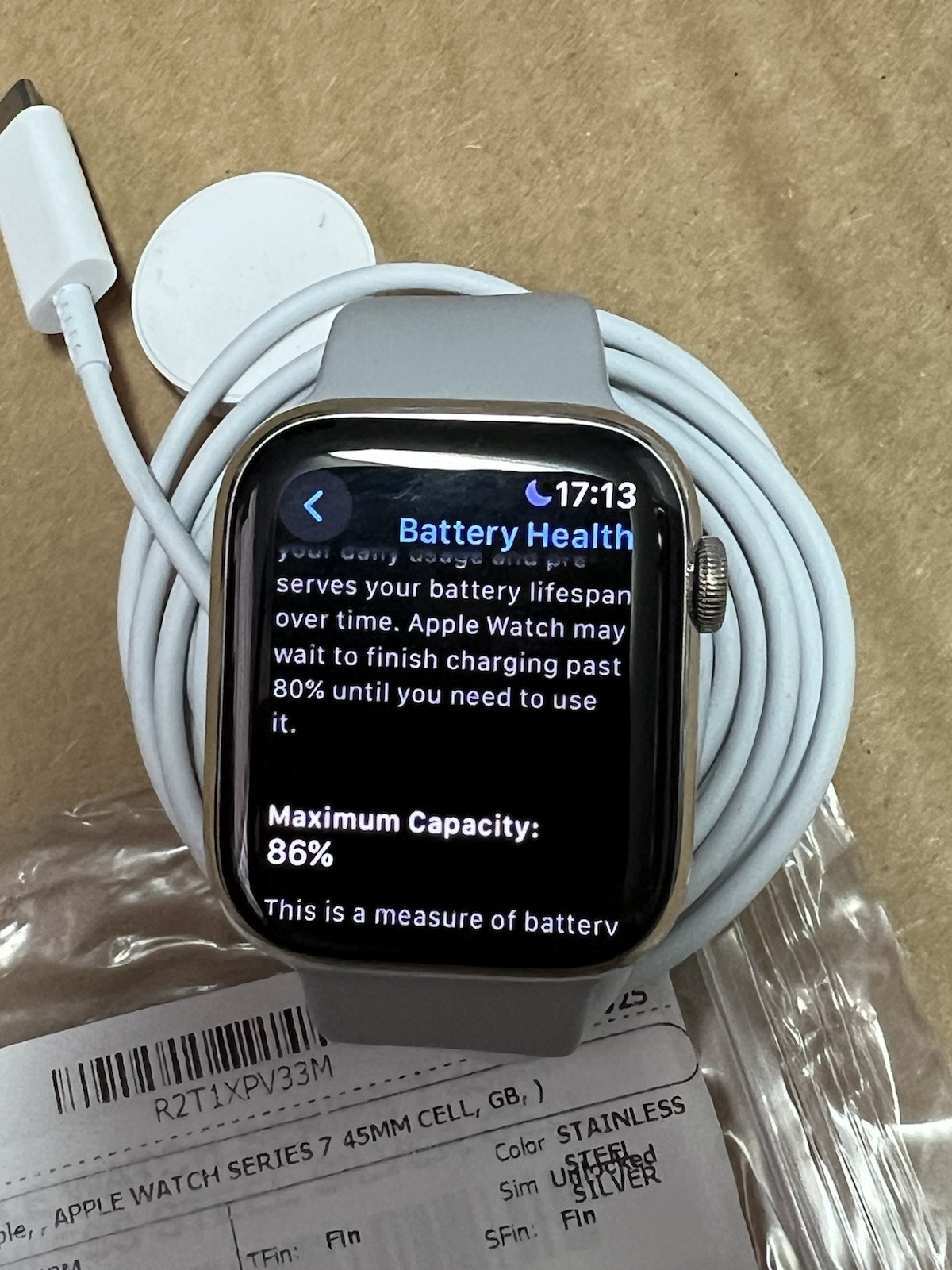 Apple Watch Series 7 45mm SILVER Stainless Steel Case with Sport band