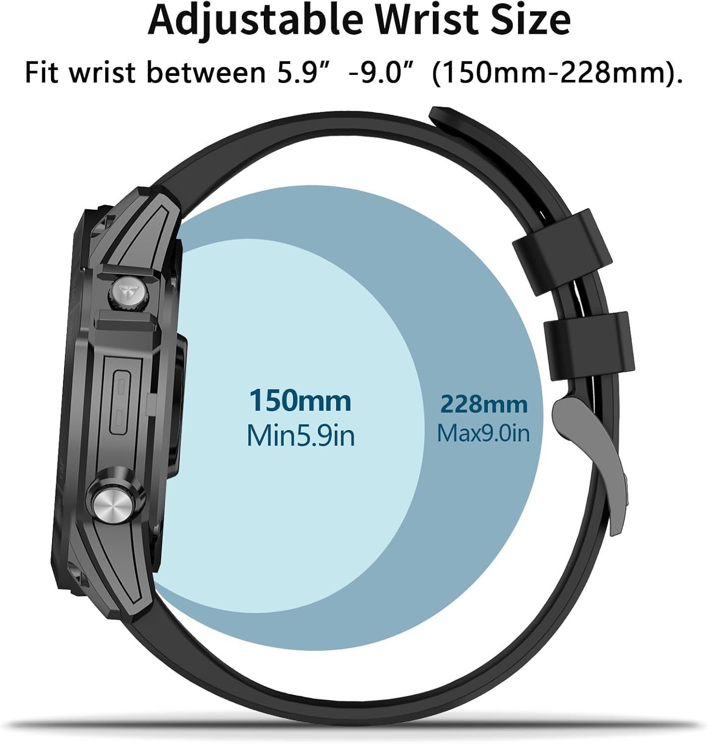 22mm Silicone Strap Compatible with Garmin Fenix 8 Pro 47mm, Forerunner 970