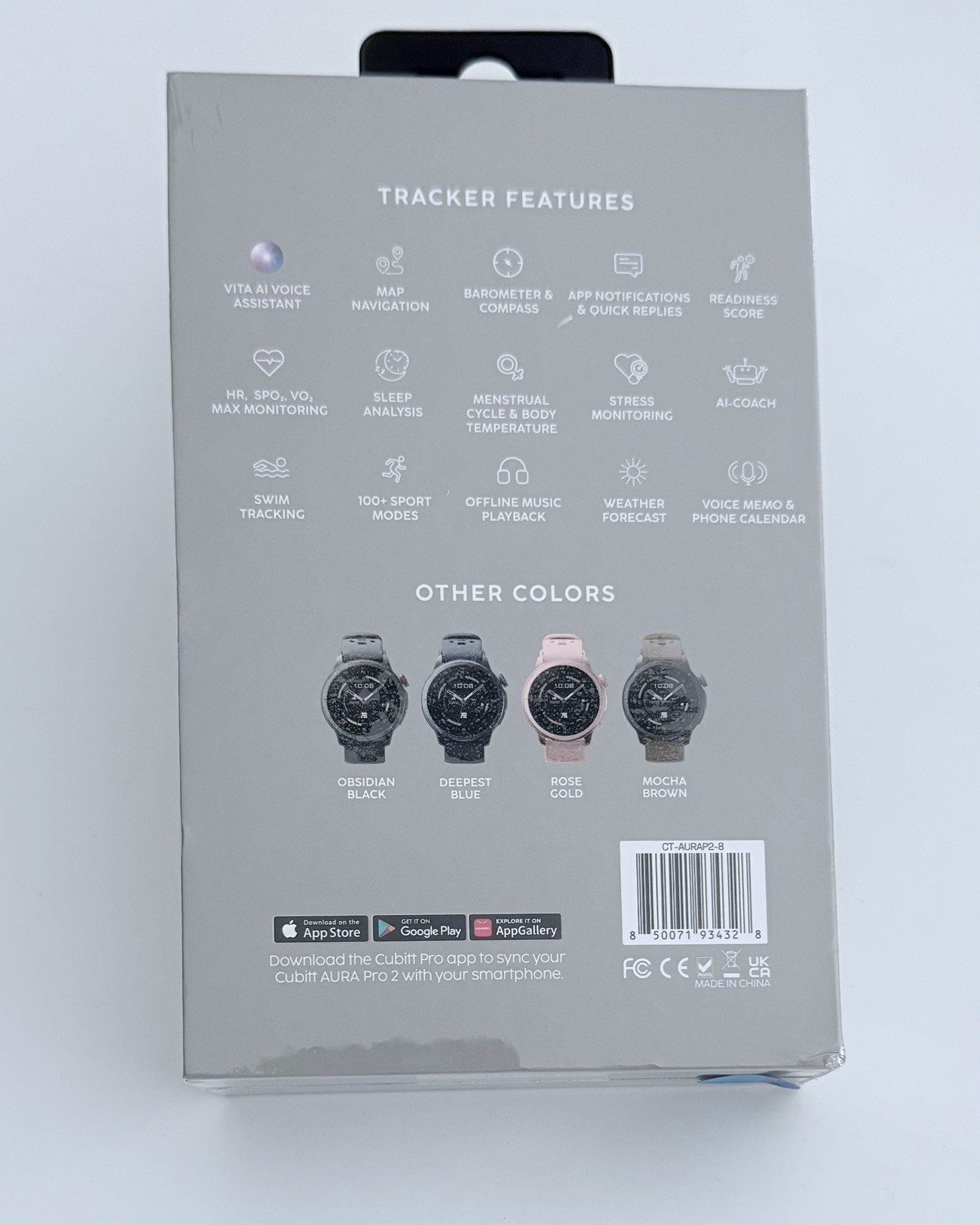 NEW Cubitt Aura Pro 2 Smartwatch Fitness Tracker – GPS -AI Coach-Waterproof Gray