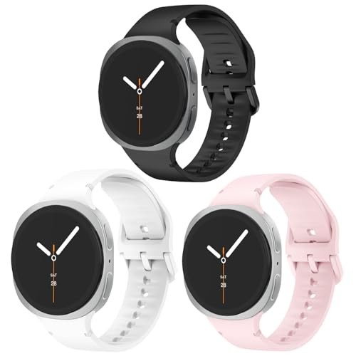 3 Pack Soft Silicone Strap/Band Compatible with Samsung Galaxy Watch 8 40mm Men