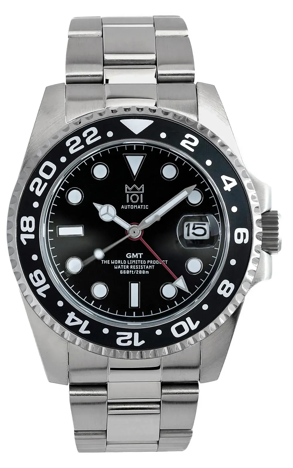 NEW [HYAKUICHI 101] Model 14 Mechanical GMT Watch Date Black Made in Japan