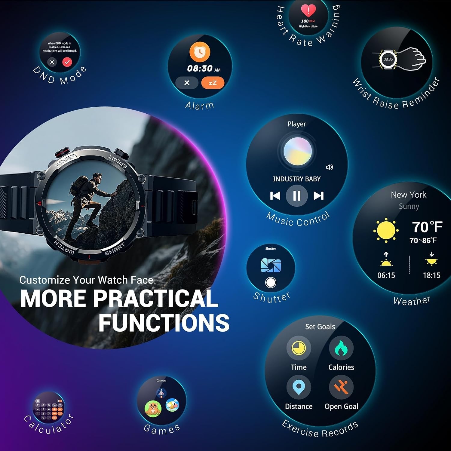 Reloj Inteligente Militar para Hombres (responder/hacer llamadas) Smart Watch