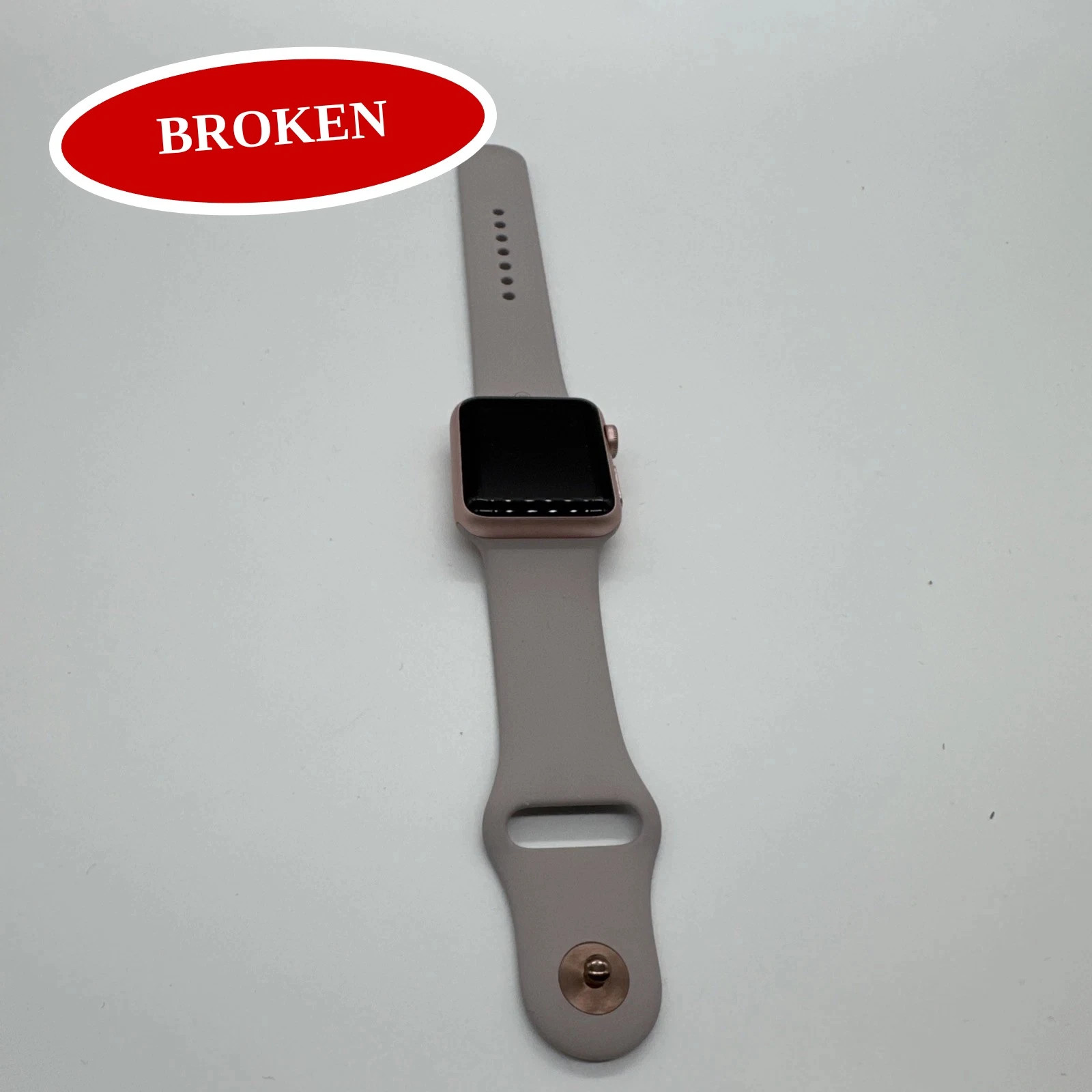 (BROKEN) Apple Sport Smart Watch 1.49in Rose Gold Aluminum Case Lavender Band
