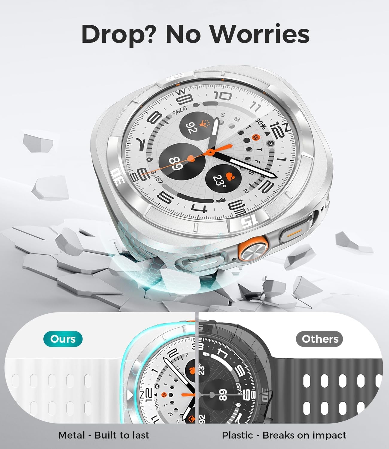 Metal Case with Screen Protector for Galaxy Watch Ultra 47mm 360° Full-Body Bump