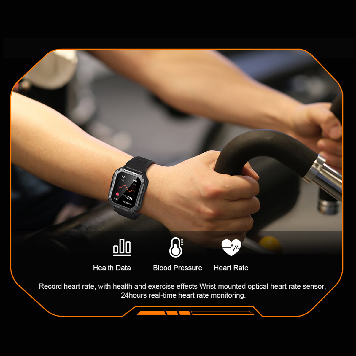 Man Sports Outdoor Waterproof Smart Watch For Rugged Tactical Fitness Tracker