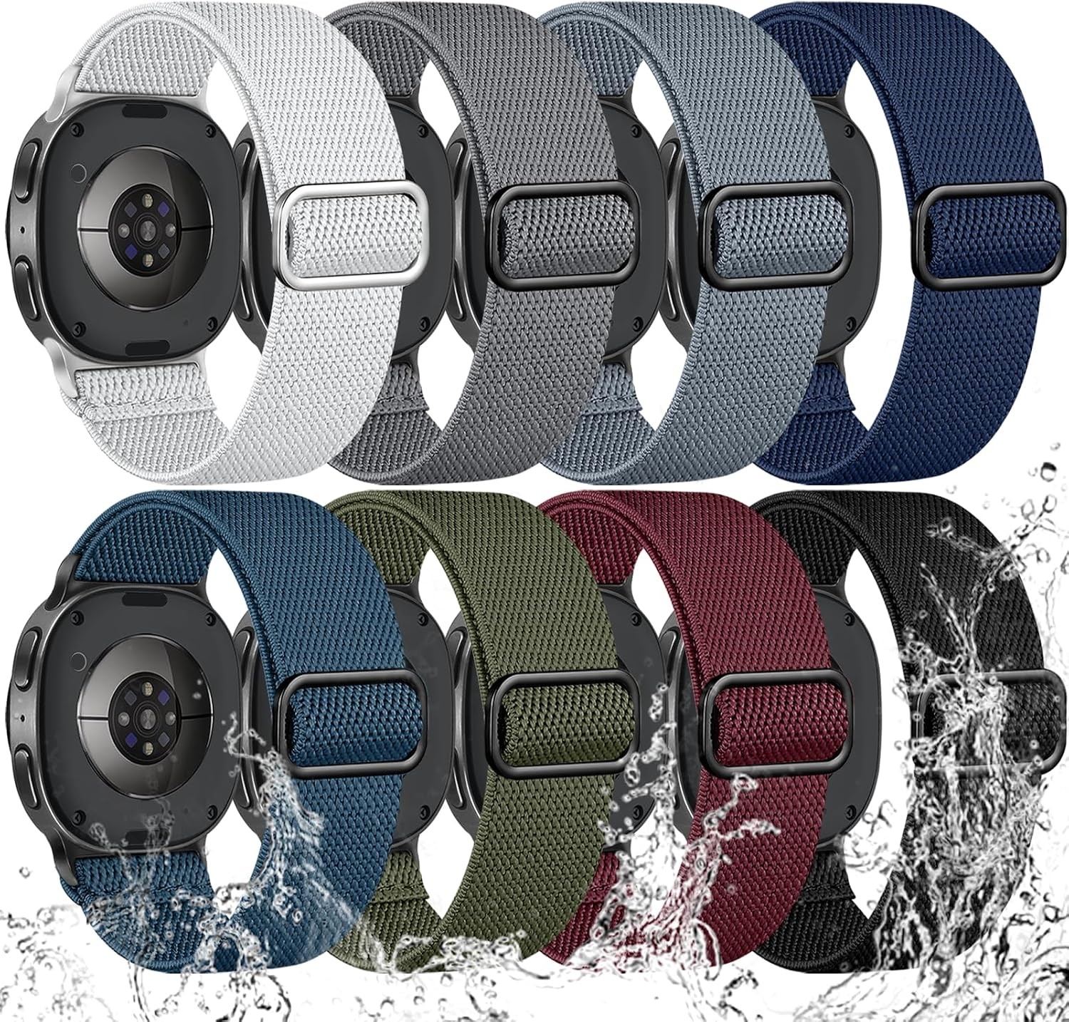 8 Packs Elastic Strap Compatible with Galaxy Watch 8/9 40/44mm