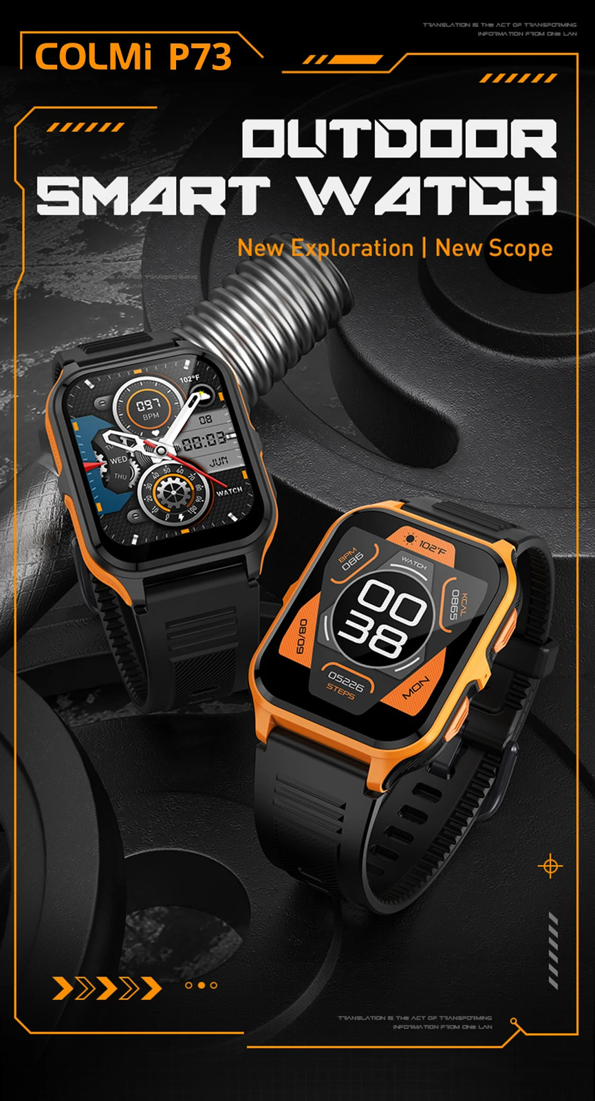 COLMI P73 1.9″ Bluetooth Call Smartwatch For Xiaomi Android IOS, IP68 Watch