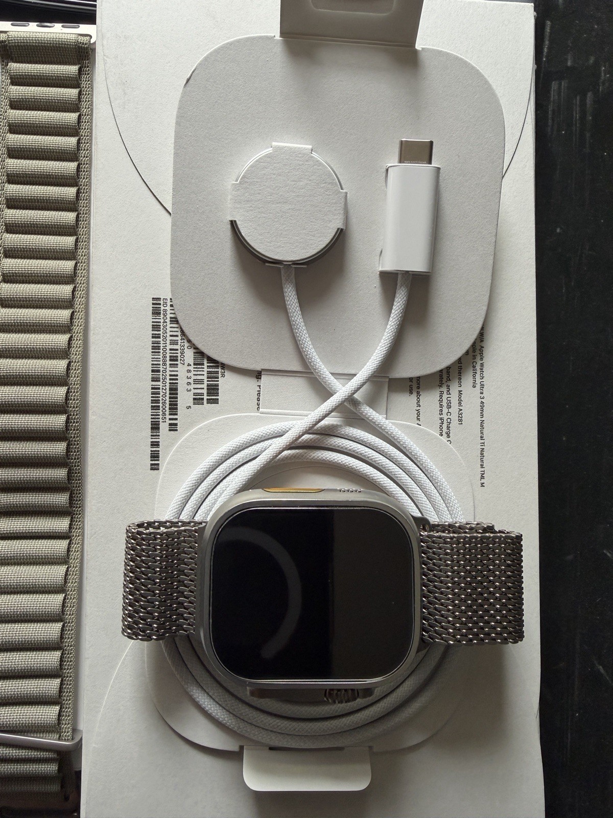 Apple Watch Ultra 3 49mm Titanium Case With Apple Milanese Loop Band Plus Extras