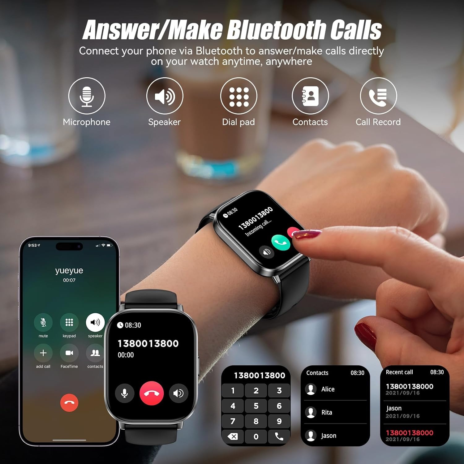 Smart Watch with 2.01″ HD Touchscreen, Bluetooth Calling, 120+ Sports Modes, 24/