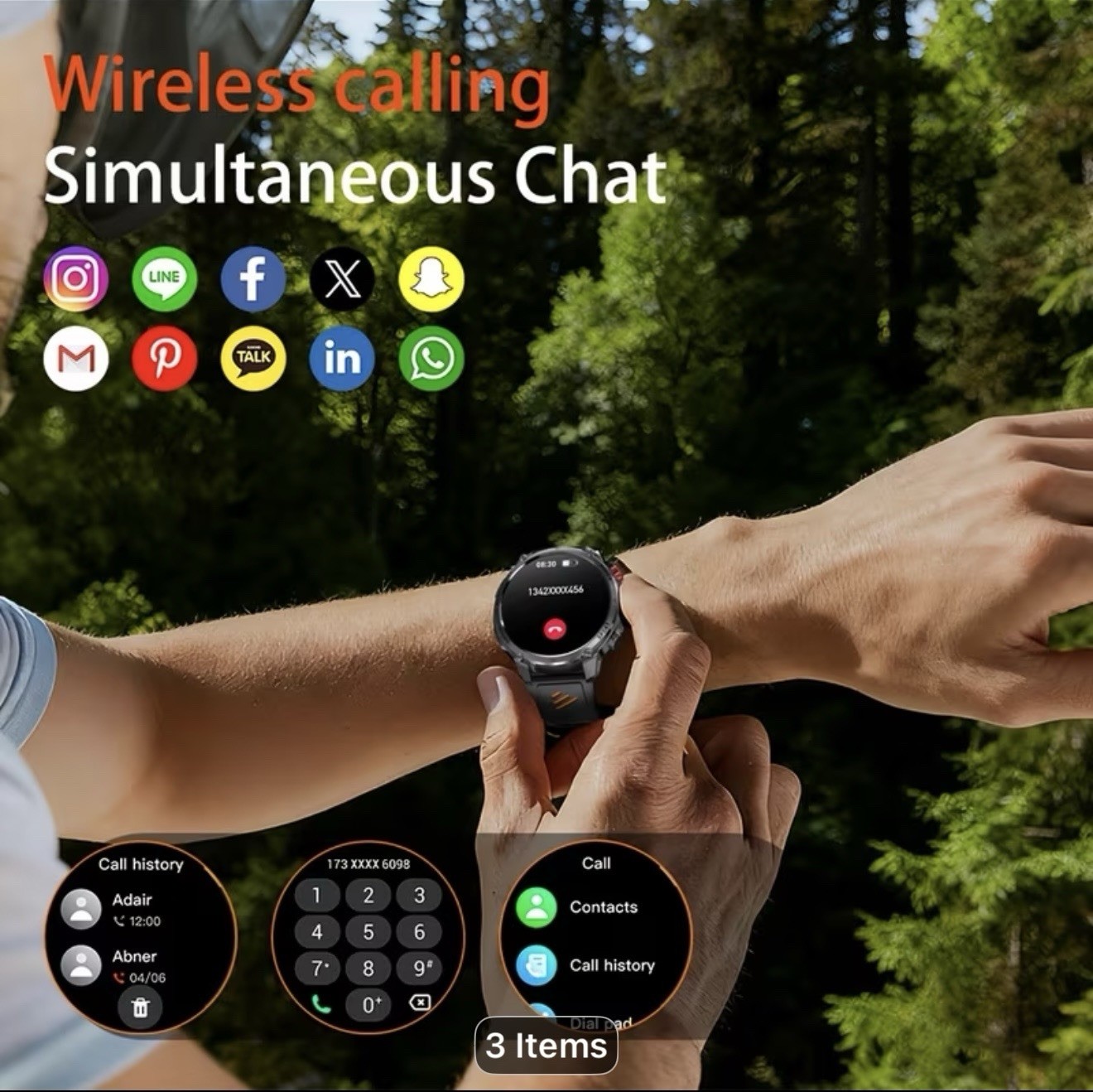 T-REX 3 Ultar Smart Watch 1.7in HD Touch Screen IP68 Waterproof Compass