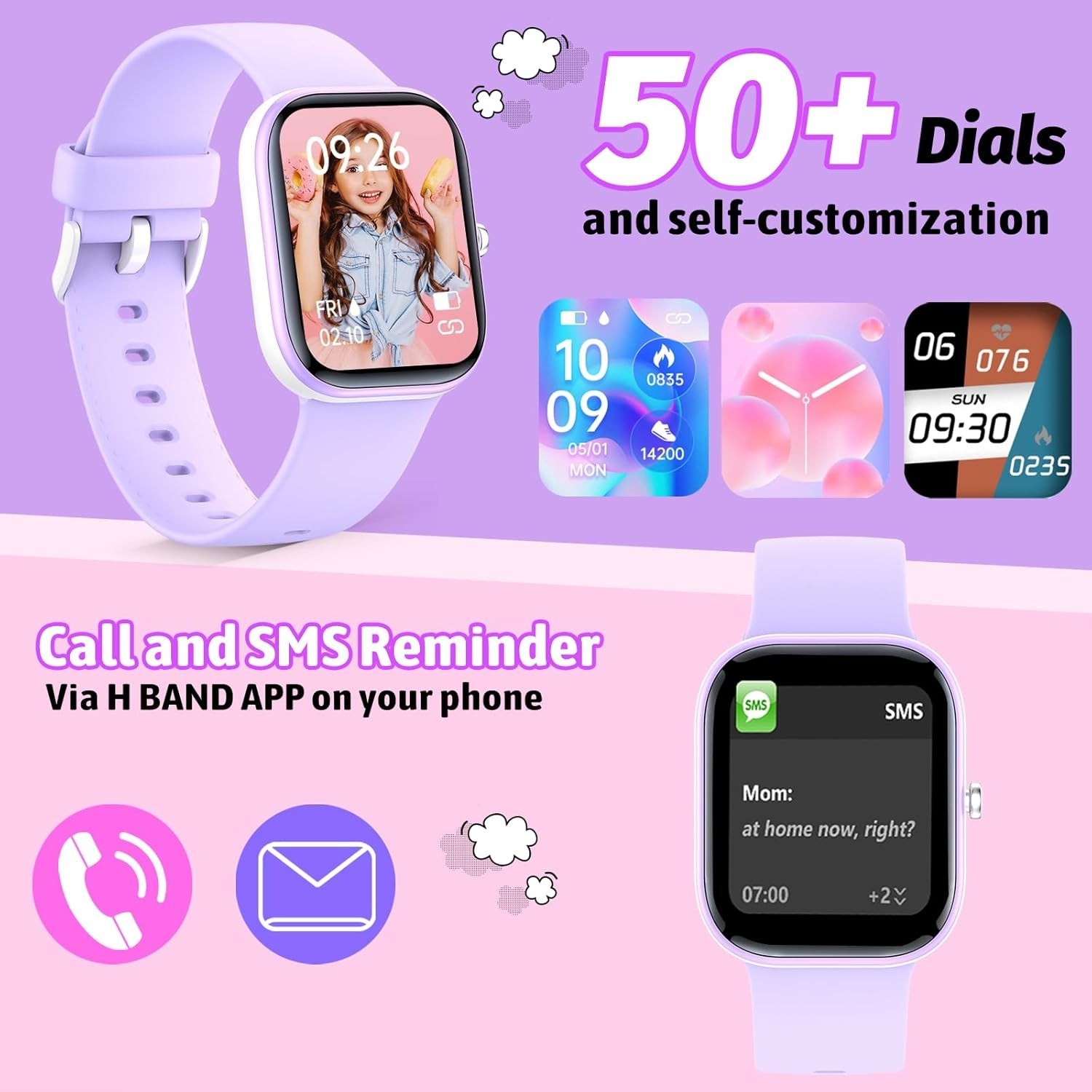 Smart Watch for Kids with Fitness Tracking, Waterproof Design, and Notifications