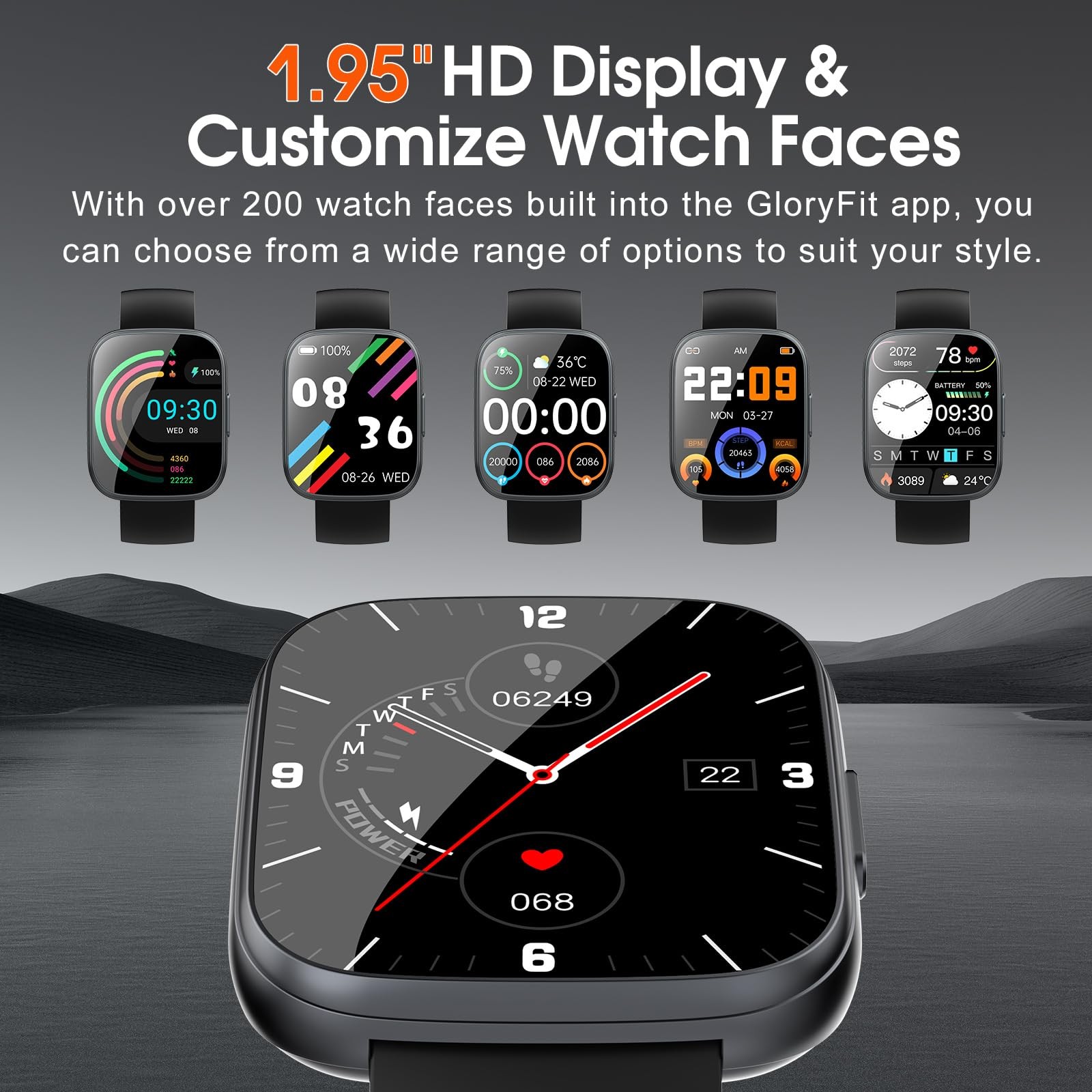 Smart Watches for Men Women, 1.95″ HD Touchscreen Fitness Tracker with Blueto…