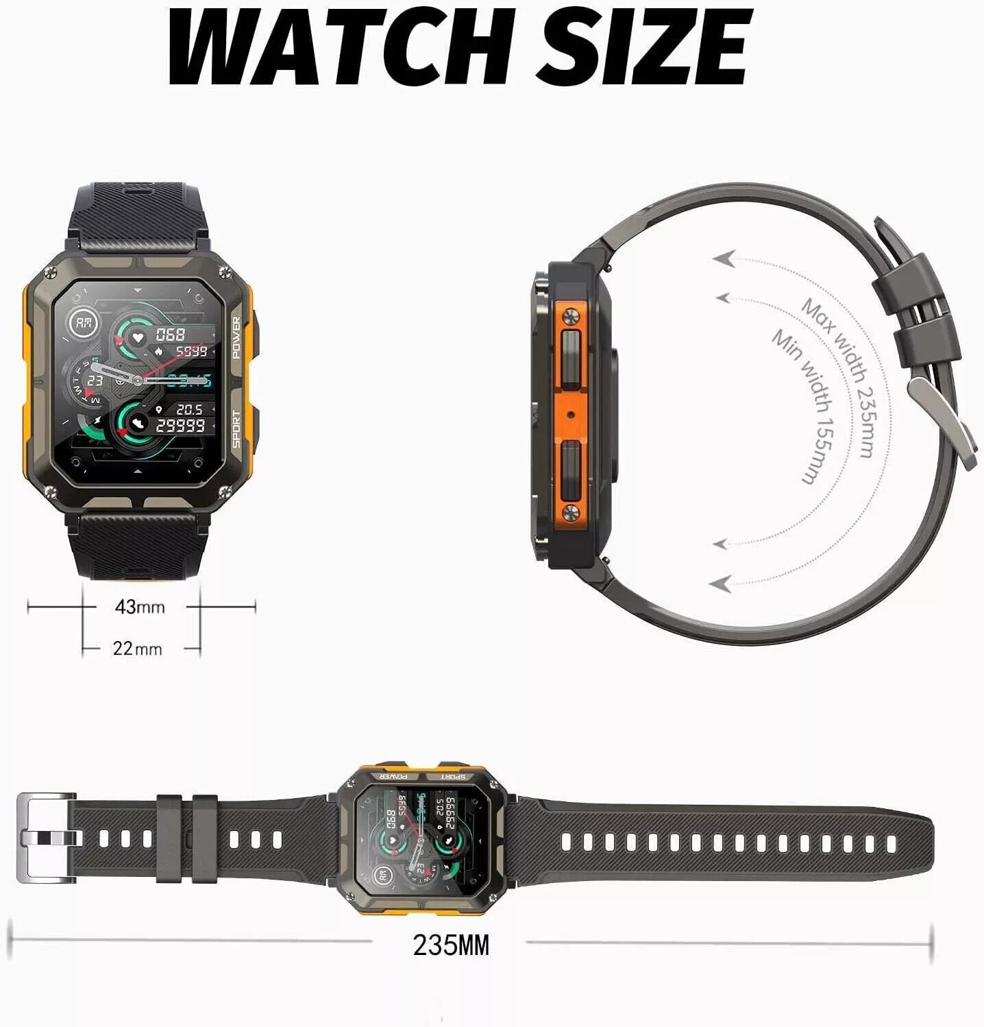 2024 New Blood Pressure Smart Watch Men Military Fitness Tracker Wristwatch