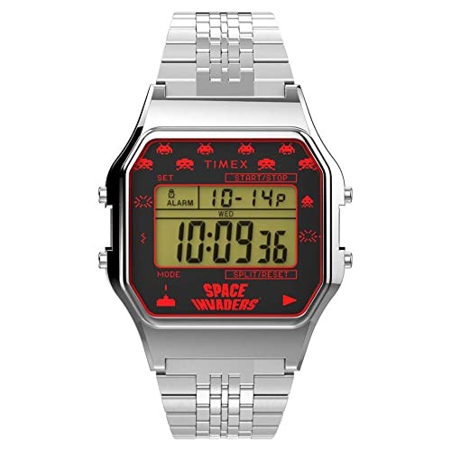 Timex T80 x Space Invaders 34mm Quartz Silver 18 TW2V30000YB NEW